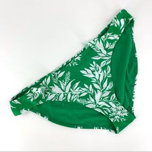 Profile by Gottex NWT Green & White Leaf Patterned Ruffle Top Bikini Bottoms, 18